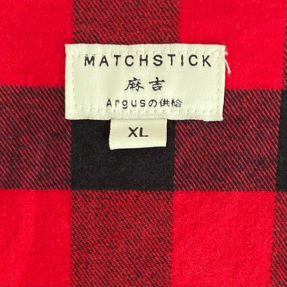 NWT Match Stick Woman’s XL 100% Cotton Bold Red & Black Checked Button Down Top - Picture 11 of 13